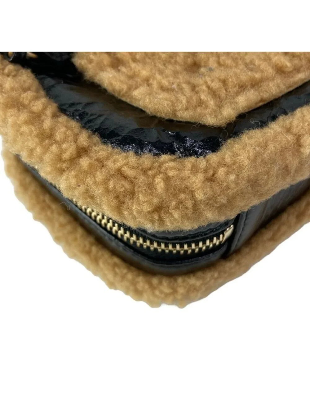 Chanel Waist Pouch CC Mania Black Light Brown Gold CC Logo Shearling